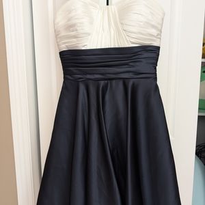 Black and White Strapless A-line Dress for Prom